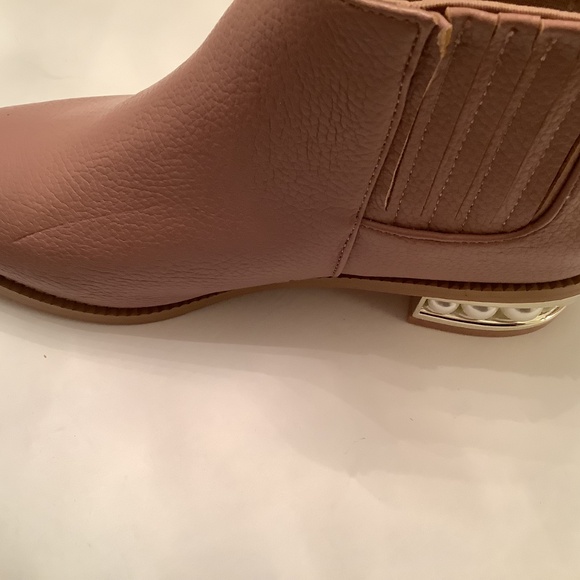Dusty rose pink vegan leather ankle boots Pearl heel size 8 Catherine Malandrino - Picture 5 of 7